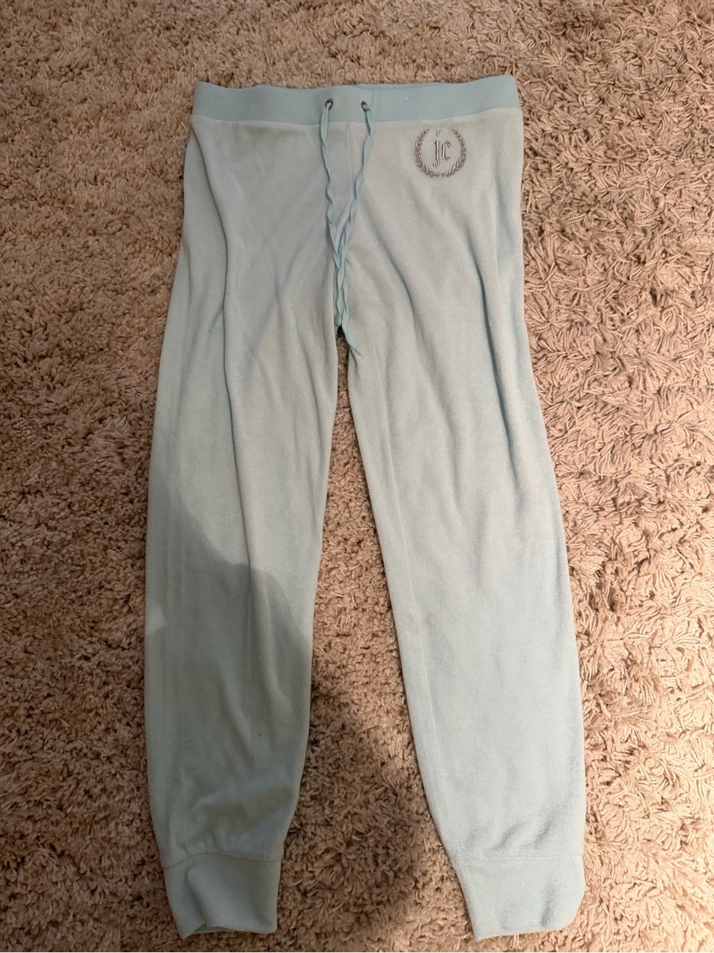 Light Blue juicy couture Cozy Jogger Pants with Waist Drawstring